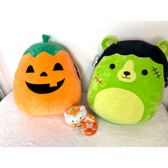 Bundle Squishmallows Halloween Len Franken Bear & Paige Pumpkin 14" NWT Bonus Mi - Picture 1 of 9